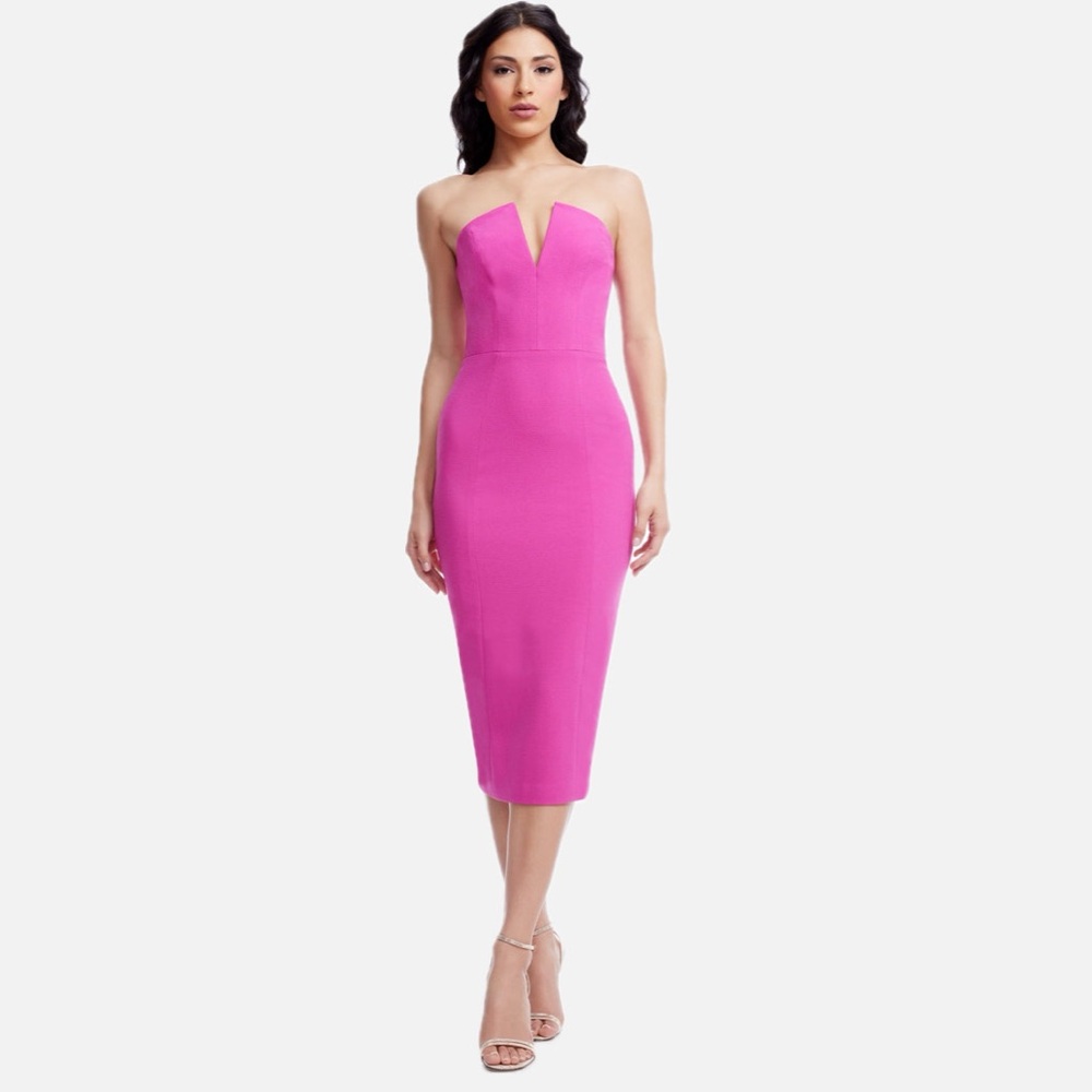 Dress the Population Perla Strapless Dress Fuschia/pink